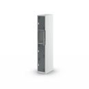 Skolskåp Alvina, 1 sektion, ljusgrå/basaltgrå, bredd 300 mm, vridregel