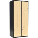 Z-skåp Fydor SMZ, BxDxH 800x550x1752 mm, 4 dörrar i 2 skåp, plant tak, ant/björk