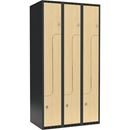 Z-skåp Fydor SMZ, BxDxH 900x550x1752 mm, 6 dörrar i 3 skåp, plant tak, ant/björk