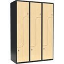 Z-skåp Fydor SMZ, BxDxH 1200x550x1752 mm, 6 dörrar i 3 skåp, plant tak, ant/björk