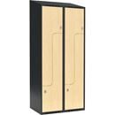 Z-skåp Fydor SMZ, 800x550x1900 mm, 4 dörrar i 2 skåp, sluttande tak, ant/björk
