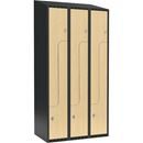 Z-skåp Fydor SMZ, 900x550x1900 mm, 6 dörrar i 3 skåp, sluttande tak, ant/björk