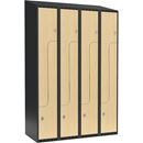 Z-skåp Fydor SMZ, 1200x550x1900 mm, 8 dörrar i 4 skåp, sluttande tak, ant/björk