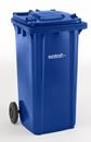 Stor soptunna av plast, DIN EN 840, volym 240 l, HxBxD 1100 x 580 x740mm, blå
