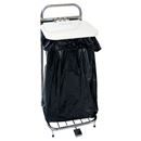 Sopsäckshållare på hjul med lock, fotpedal, 2 hjul, 60 liter, vit 