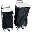 Sopsäckshållare på hjul med lock, fotpedal, 2 hjul, 60 liter, vit 