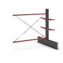 Grenställ Attillo, dubbelsidig, HxB 2000 x 2000 mm, arm 600 mm, utbyggnadssektion