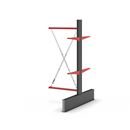 Grenställ Attillo, dubbelsidig, HxB 2500 x 1000 mm, arm 600 mm, utbyggnadssektion